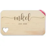 Frühstücksbrettchen Holz Herz - Onkel est Jahreszahl I Onkel werden verkünden I Geschenk für Onkel Weihnachten I Geburtstag I Weihnachtsgeschenkidee - 22,5x12,5 - Holz - geschenke zum fuer