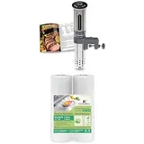 Bundle of KitchenBoss Sous Vide Garer Stick Präzisionskocher•1100W + KitchenBoss Vakuumbeutel 2 Rollen 28x600cm