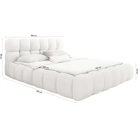 FEDVE Polsterbett Isny aus Bouclé-Stoff 140x200 cm, Beige - Beige