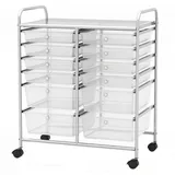 Costway Rollwagen Metallgestell, Rollcontainer 12 Schubladen, Badrollwagen Mit Bremsen, Aufbewahrungswagen, Beistellwagen Rollbar - Costway