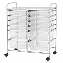 Costway Rollwagen Metallgestell, Rollcontainer 12 Schubladen, Badrollwagen Mit Bremsen, Aufbewahrungswagen, Beistellwagen Rollbar - Costway