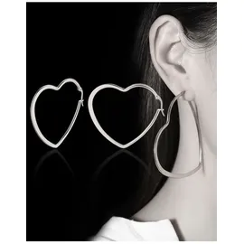 FIRETTI Creolen Schmuck Geschenk Herz silberfarben 32mm