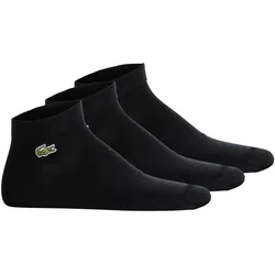 LACOSTE Unisex Sneakersocken, 3er Pack - Baumwollmischung, einfarbig, Logo Schwarz 39-42
