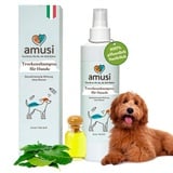 amusi Spray für Hunde 250 ml Made in Italy - Hundeshampoo gegen Juckreiz im Spray ohne Ausspülen, hypoallergen, pflegt und beruhigt das Fell Ihres Hundes, pH-neutral, vegan - Flohshampoo für Hunde