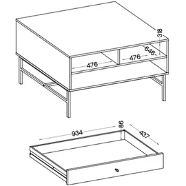 Selsey Couchtisch mit Schublade ¦ grau ¦ Maße (cm): B: 65 H: 50