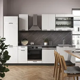 Vicco Küchenzeile Fame-Line 300 cm Weiß Landhaus/Anthrazit