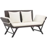 vidaXL Gartenbank mit Auflagen Sonnenliege Sitzbank Bank Gartenliege Liege Gartenmöbel Balkonbank Parkbank Terrasse 176cm Braun Poly Rattan