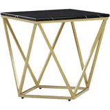 Beliani Beistelltisch Schwarz gold Holzwerkstoff, quadratisch 50x50 cm