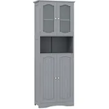 Costway Badezimmerschrank Hochschrank 4 Türen 0,0 x 0,0 cm Grau Holz