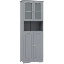 Costway Badezimmerschrank Hochschrank 4 Türen 0,0 x 0,0 cm Grau Holz