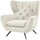 Candy 3C Candy Sessel Beatrice Ohrensessel mit Knopfheftung im Rücken, bequemer Retro Solitärsessel auch in Cord und Fellimitat weiß