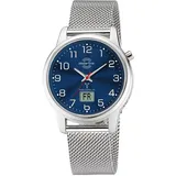 Funkuhr MASTER TIME "Lady Line", blau (silberfarben, blau), Armbanduhren, Damen, Funkuhr, Quarzuhr, Armbanduhr, Damenuhr, Edelstahlarmband, analog, digital