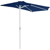 Nexos Sonnenschirm Blau halbrund Ø 2,70 x 1,40m Wandschirm Balkon-Schirm mit Kurbel Polyester 160 g/m2 Sonnenschutz