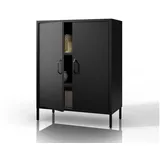 Jan Nowak Mehrzweckschrank Metall Werkstattschrank SZYMON 92 cm 3 Böden 2 Schubladen (1,1 mm 185 x 92 x 50 cm Lochabstand 27 mm 120 kg PZH) Kleiderschrank 2-türig magnetverschluss 40 kg 6 Farben Stahl schwarz