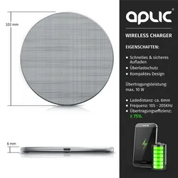 Aplic Induktions-Ladegerät, Qi Lader - Induktive Schnell-Ladestation, Qi 1.1 kompatibel, 10 W