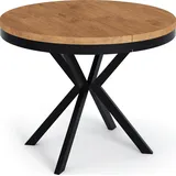 WFL GROUP Runder Ausziehbarer Esstisch - Loft Style Tisch mit Metallbeinen - 90 bis 170 cm - Industrieller Tisch für Wohnzimmer - Kompakt - 90 cm - Lancelot