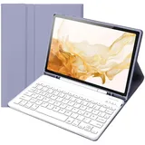 HLTOOP Tastatur Hülle für Samsung Galaxy Tab S10 Lite/S10 FE/S9 FE/Tab S9/S8/S7 10.9 Zoll/11 Zoll 2025/2023/2022/2020, QWERTZ TastaturHülle mit Stift Halter Wireless Abnehmbare Tastatur,Lila