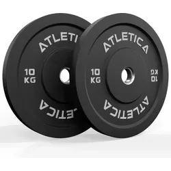 ATLETICA Bumper Plates | Paar | 2x10kg | Ø 50 mm Edelstahlring | Härtetyp 90 EINHEITSGRÖSSE