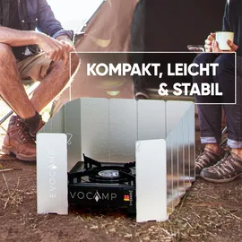 evocamp Windschutz für Gaskocher 16 Lamellen Spirituskocher Outdoor Campingkocher,