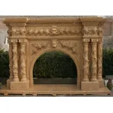 Casa Padrino Luxus Barock Kaminumrandung Beige 250 x 45 x H. 200 cm - Prunkvolle Kaminumrandung aus hochwertigem Marmor - Marmor Möbel im Barockstil