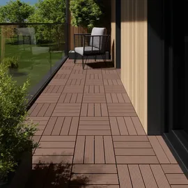 Tectake Terrassenfliesen Tegulas 31 x 31 x 2 cm braun