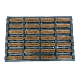 Relaxdays Fußmatte mit Bürsten, 60x40cm, Fußabtreter Gummi & Kokos, rutschfest, Türvorleger innen & außen, schwarz/natur