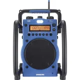 Sangean U3 tragbares Baustellenradio (UKW/MW-Tuner, AUX-In, Weckfunktion, LED-Leuchte, spritzwasser/staubgeschütztes Gehäuse) blau/schwarz