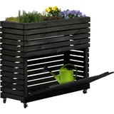 Dobar dobar® Großes Hochbeet Rolla aus Massivholz Gr. XL mit Rollen - Erhöhtes Beet mit Staufach - 72 x 32,5 x 78 cm - Anthrazit