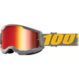 100% Strata 2 Izipizi Radbrille, Grau/Gelb, Spiegelglas Rot