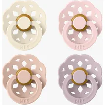 Bibs Boheme Schnuller 4er-Pack. Latex Größe 1, Ivory/Blush/Blossom/Dusky Lilac