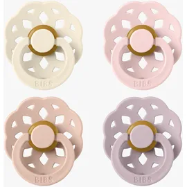 Bibs Boheme Schnuller 4er-Pack. Latex Größe 1, Ivory/Blush/Blossom/Dusky Lilac