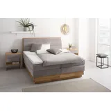 OTTO home Boxspringbett OTTO HOME "Jenna", grau (argento), B:184cm L:216cm, Komplettbetten, Boxspringbett, ohne LED-Beleuchtung, mit zertifizierten, recycelten Bezugsstoffen