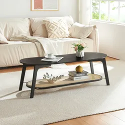 Couchtisch Taivalkoski 120x43x40 cm Schwarz/Rattanoptik