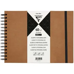 Clairefontaine 3x Album DIY zum Personalisieren, 40 Blatt Kraftpapier 200g im Format 27x20 cm, Umschlag aus Kraftkarton - Kartonbraun 95431C