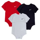 Nike Kids Nike 3 Stück SWOOSH BODYSUIT, Unisex Kinder, 3 Body (rot, weiß, dunkelblau), 9 Monate