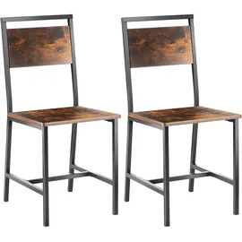 Vevor Landhausstil Esszimmerstuhl Holz rustikales Braun/Schwarz 2 Stk.