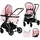 Chipolino Kinderwagen Aura 3 in 1, Autositz, Babywanne, Wickeltasche, bis 22 kg pink