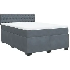 vidaXL Boxspringbett mit Matratze Dunkelgrau 140x200 cm Samt