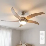 V-TAC Deckenventilator, Deckenventilator mit Beleuchtung Sommer Winter Deckenventilator braun