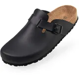BOnova Wesel Bonoflor in Bonoflor schwarz 47: Hausschuhe mit Kork-Fußbett aus Bonoflor, hergestellt in der EU - 47 EU