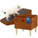 WoofPuff Elite Hunderampe 2in1 | Sitzpouf & klappbare Rampe für Hunde | sicheres Einsteigen auf Sofa | rutschfest | handgefertigt | Premium Samtstoff Torre | Farbe: Torre10
