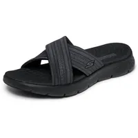 SKECHERS GO WALK FLEX SANDAL-BUTTERFLY BLISS Pantolette Keilabsatz, Sommerschuh, Schlappen mit Goga Mat Footbed grau|schwarz 41 EU