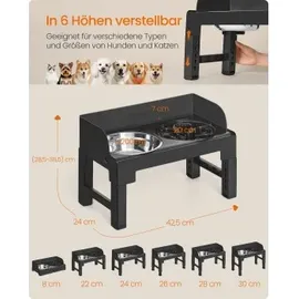 Songmics FEANDREA Futternapf in 6 Höhen verstellbar neigbar, 3 Näpfe mitgeliefert