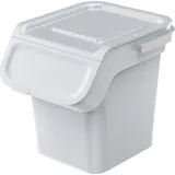 Prosperplast Kaddi Q Abfalleimer 20L mit Aktivkohlefilter, Mülltrennungsbehälter Deckel Recycling Recyclingbehälter Abfallsortierkorb Behälter (Aschgrau) - Grau