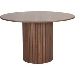 Esstisch HOME AFFAIRE, braun (walnuss, walnuss, walnuss), B:120cm H:75cm T:120cm, Melaminplatte in Walnuss, Tische, Sockel mit Lamellendesign