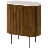 MASSIVMOEBEL24.DE Kommode Mango 65x38x76 braun lackiert / Marmor weiß BARCELONA #215