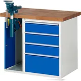 PROREGAL Werkbank Serie 7000 - Modell 7510 | HxBxT 89x100x70cm | 4x Schublade + 1x Schrank inkl. SchPROREGALbstock | Schubladenmaße 3x150 + 1x270mm