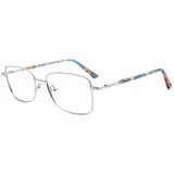 PACIEA Lesebrille Damen Herren Rechteckig Hochwertige Legierung Blaulichtfilter silberfarben 3.0