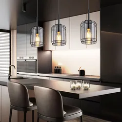 Hängeleuchte Esszimmer Pendelleuchte Esstischlampe 3 flammig Rauchglas, Metallgitter schwarz, 3x E27, LxH 77 x 120 cm