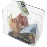 HMF 47880 Spardose Logo, Spendenbox, Spendenbüchse, Acryl, 14 x 14 x 6,5 cm